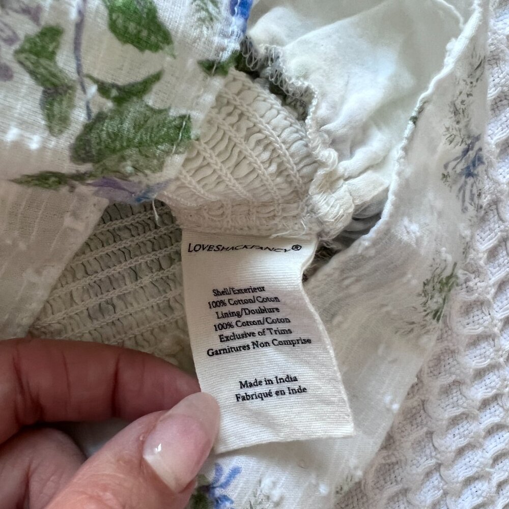 LoveShackFancy Girls White Floral Tiered Sundress with Blue & Green Print - Picture 5 of 5